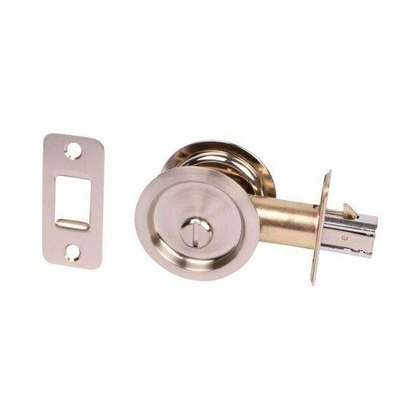 Pamex Privacy Round Sliding Door Lock with 2-3/8in Backset Standard Satin Nickel Finish PF2P10
